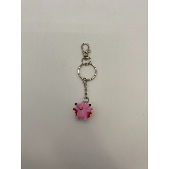 Upcycled Pokemon Clefairy Mini Figure Keychain: Vintage Toy Purse Charm - Picture 2 of 4